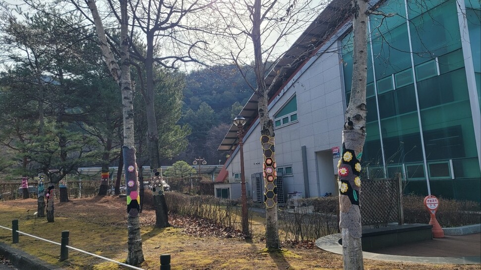 미동산 수목원, 나무에 포근한 겨울 나무 옷선물